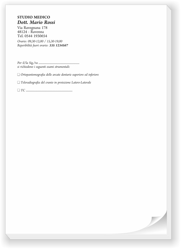 N.5 Ricettari medici formato A5 stampa b/n composti da 100 pagine